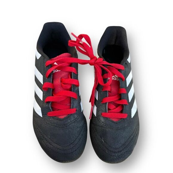 Adidas Cleats Black White Red Laces Athletic Kids size 13.5 - Picture 3 of 10